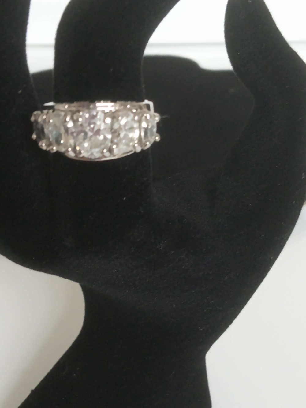 Crystal Pave Sterling Silver Band Ring - Clear Stones